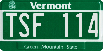 VT license plate TSF114