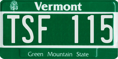 VT license plate TSF115