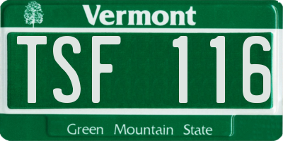 VT license plate TSF116