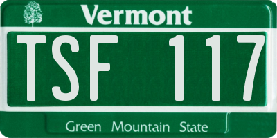VT license plate TSF117