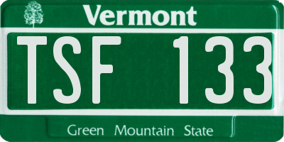 VT license plate TSF133