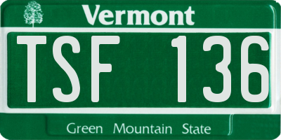 VT license plate TSF136