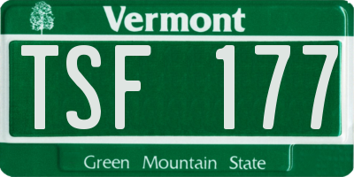 VT license plate TSF177