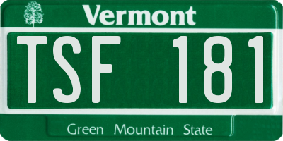 VT license plate TSF181