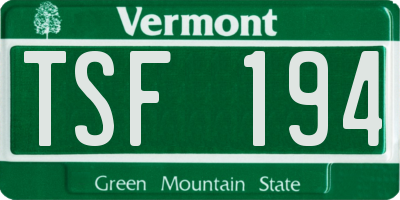VT license plate TSF194