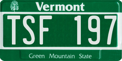 VT license plate TSF197