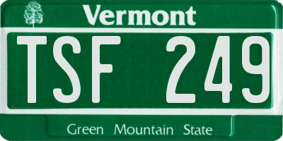 VT license plate TSF249