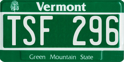 VT license plate TSF296