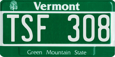 VT license plate TSF308