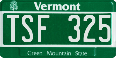 VT license plate TSF325