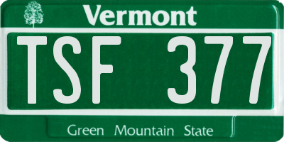 VT license plate TSF377