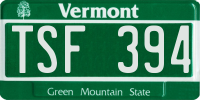 VT license plate TSF394
