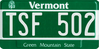 VT license plate TSF502