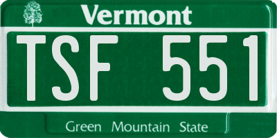 VT license plate TSF551