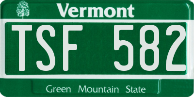VT license plate TSF582