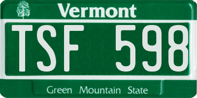VT license plate TSF598