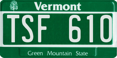 VT license plate TSF610