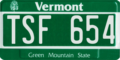 VT license plate TSF654