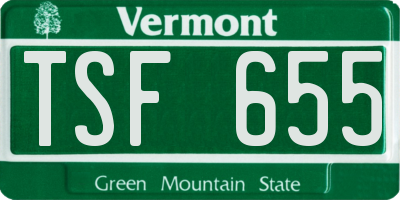 VT license plate TSF655
