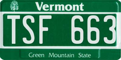 VT license plate TSF663