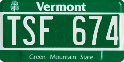 VT license plate TSF674