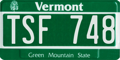 VT license plate TSF748