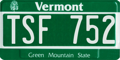 VT license plate TSF752