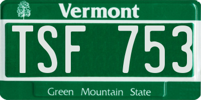 VT license plate TSF753