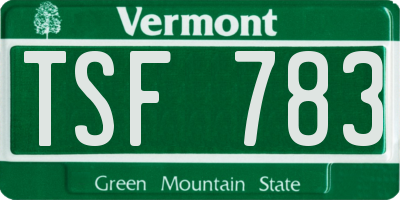 VT license plate TSF783