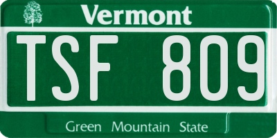 VT license plate TSF809