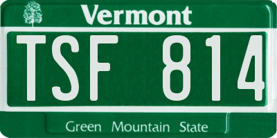 VT license plate TSF814