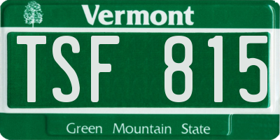 VT license plate TSF815