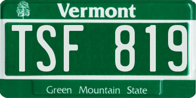 VT license plate TSF819