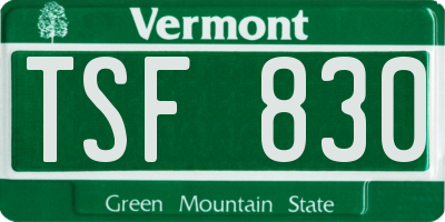 VT license plate TSF830