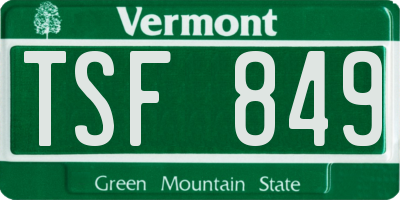 VT license plate TSF849