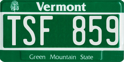 VT license plate TSF859