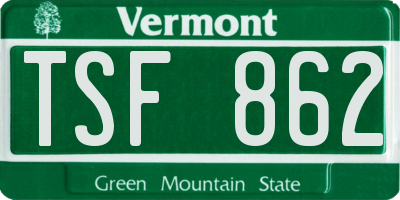 VT license plate TSF862