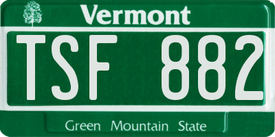 VT license plate TSF882