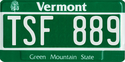 VT license plate TSF889