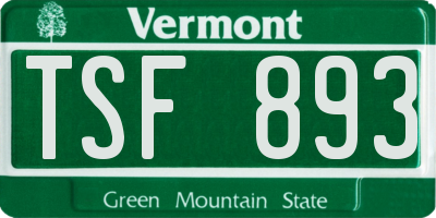 VT license plate TSF893