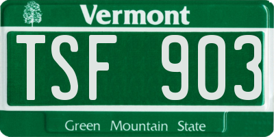 VT license plate TSF903