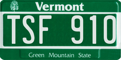 VT license plate TSF910