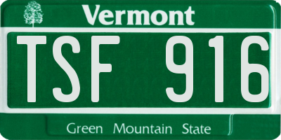 VT license plate TSF916