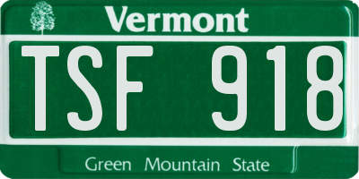 VT license plate TSF918