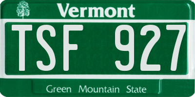 VT license plate TSF927
