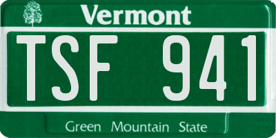 VT license plate TSF941