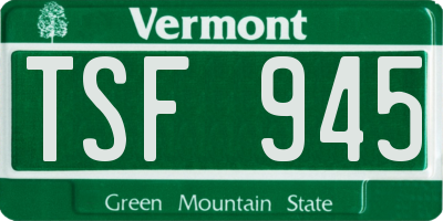 VT license plate TSF945