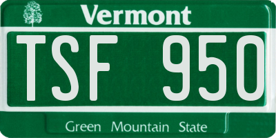 VT license plate TSF950