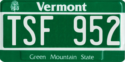 VT license plate TSF952
