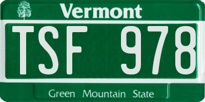 VT license plate TSF978